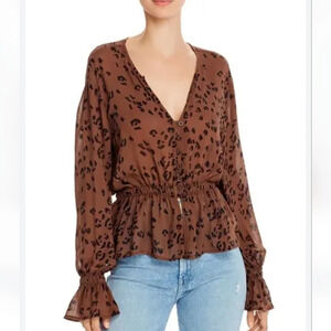 Bella Dahl Animal print peplum top. Size xs